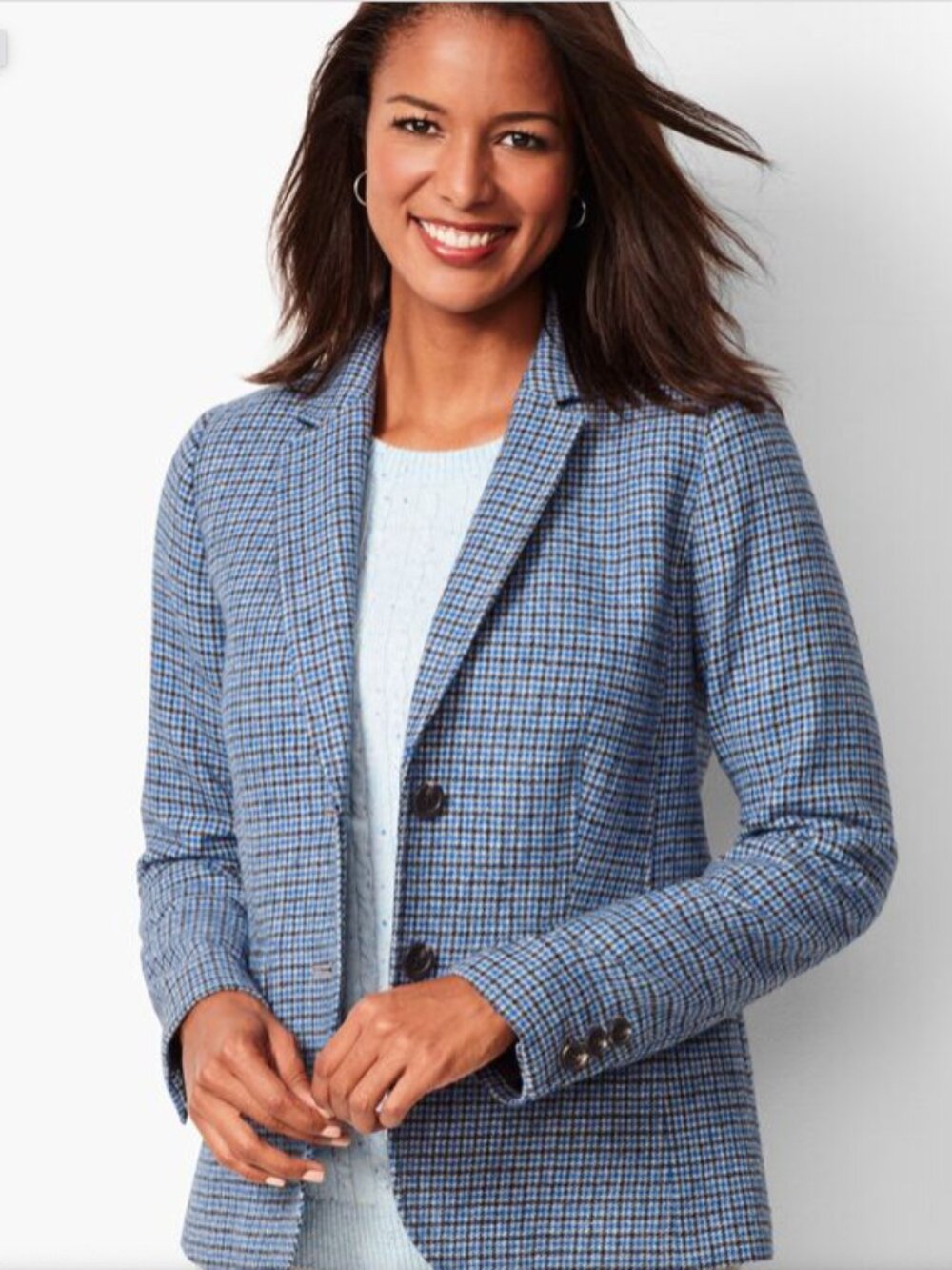 Talbots Aberdeen Shetland Wool Blazer Tattersall Plaid Academia Classic 20WP
